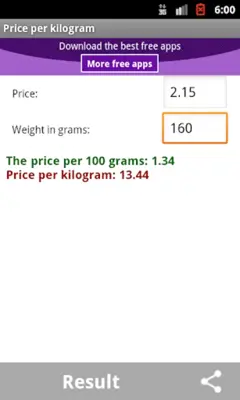 Price per kilogram android App screenshot 0