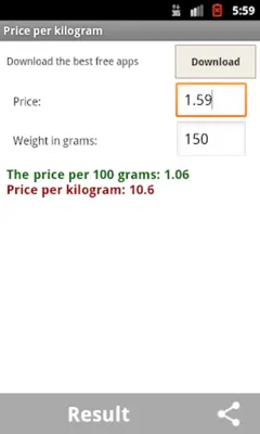 Price per kilogram android App screenshot 1